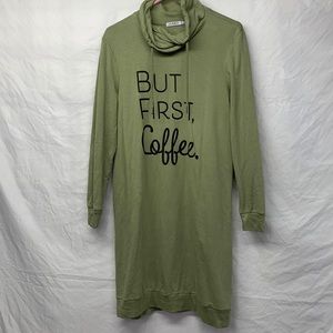 Serra khaki green long sleeve lightweight sweatshirt dress.